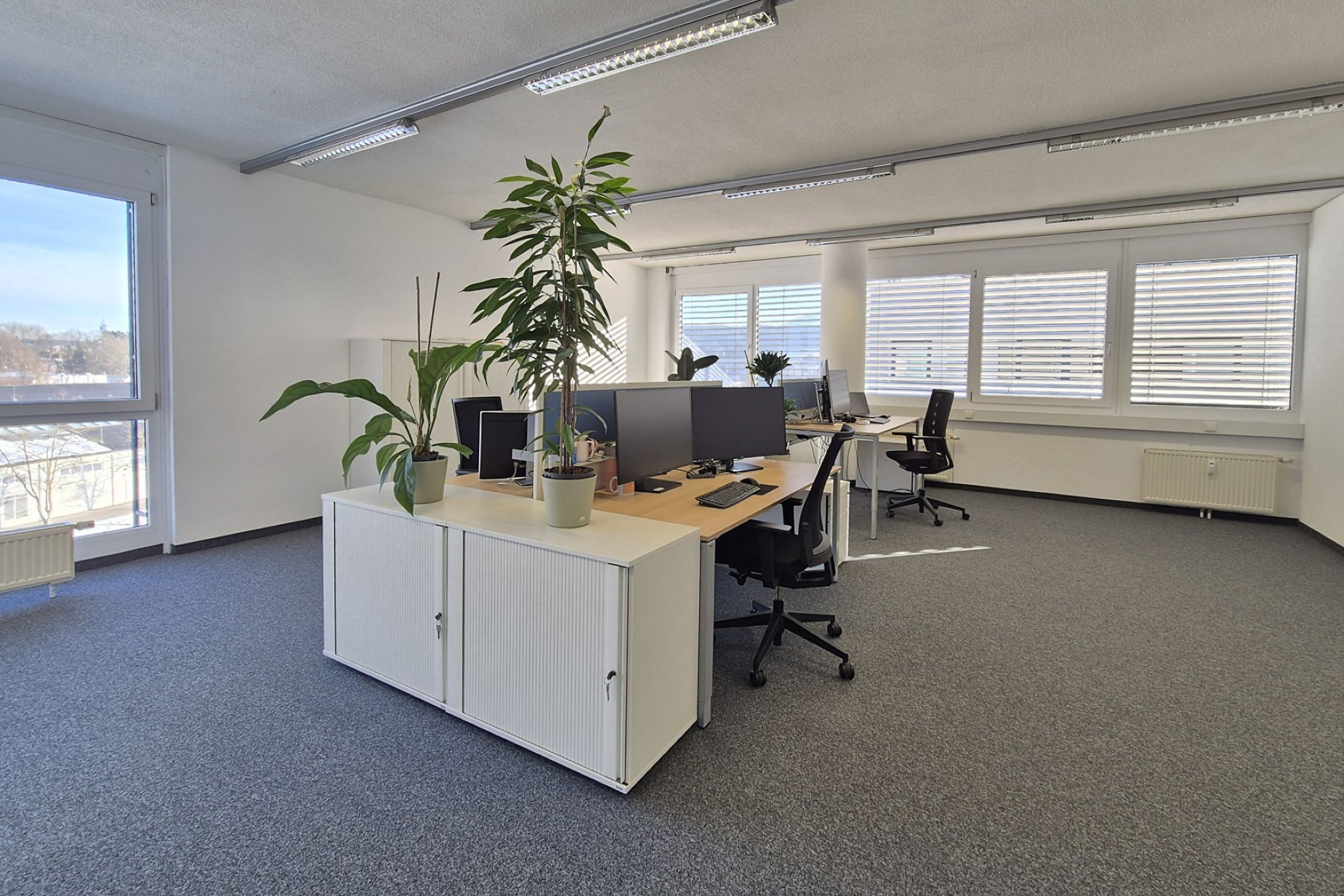 Großraumbüro mit mehreren Arbeitsplätzen